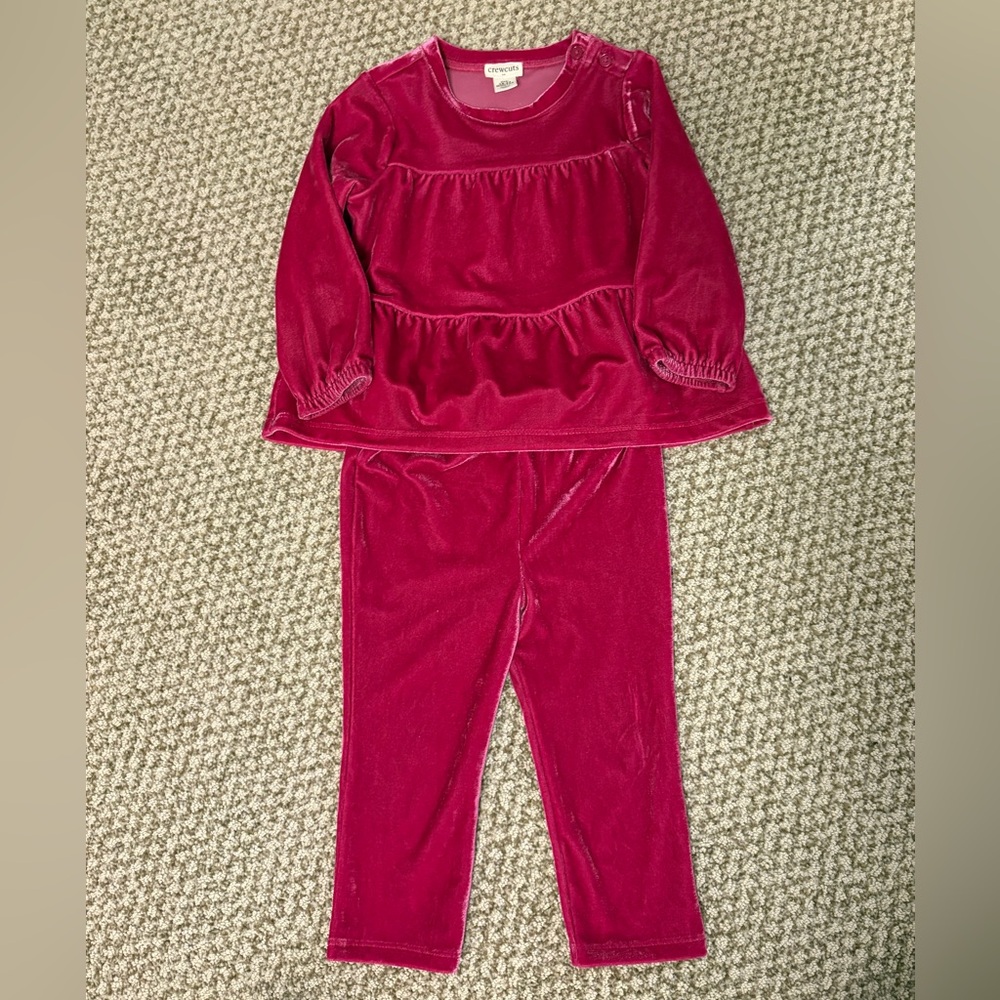 J. Crew Crewcuts Toddler Girls Velour Outfit 18-24 mos.